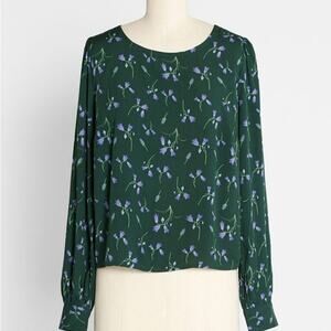 Modcloth x Collectif Bow For The Bold Tie Back Blouse Green